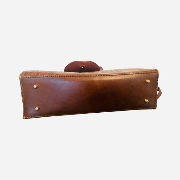 Vera Pelle Talja Leather Purse Embossed Floral Shoulder Bag Handmade - Picture 6 of 11